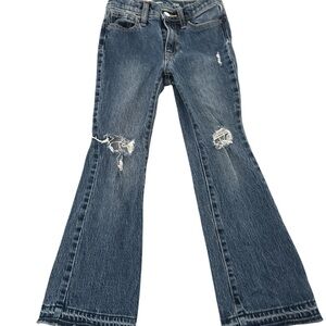 Girls Distressed High Rise Blue Jeans